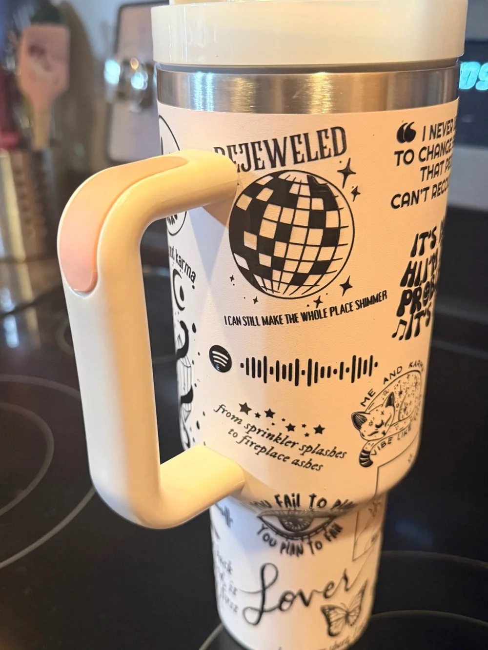 Taylor Swift White & Black 1989 Graphic Travel Tumbler